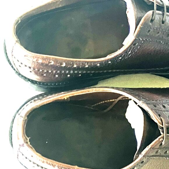 Goodyear Welt Vtg Wingtip Shoes Benchmade 457102 Brogue Derby Brown Leather 11 main image 13